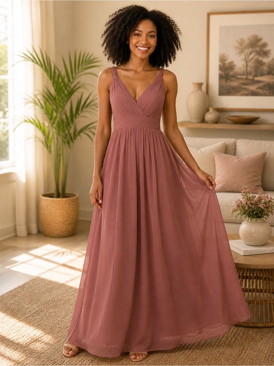 Azazie Dresses & Skirts - Azazie Dusty Rose Maxi Dress